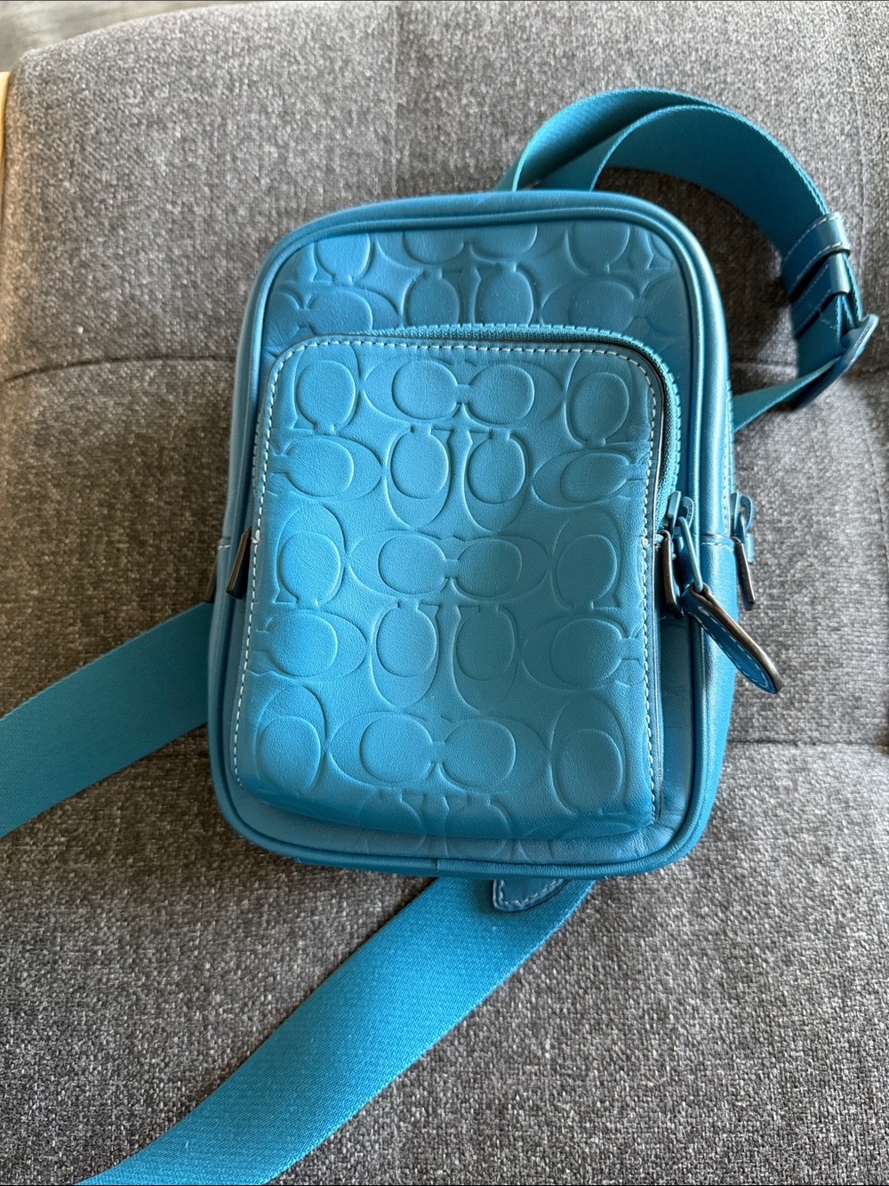 Coach Turquoise Embossed Signature Belt Bag